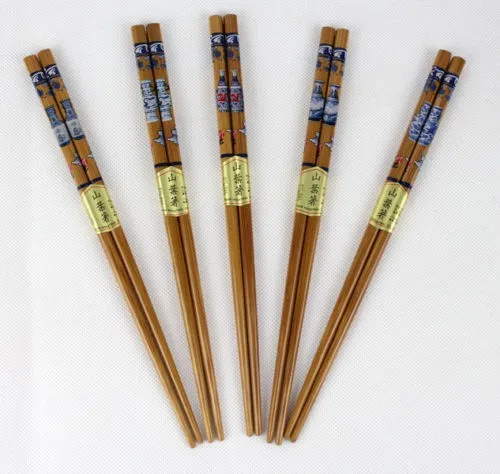 Новые 5 пар китайские винтажные деревянные палочки для еды с цветным рисунком или рисунком