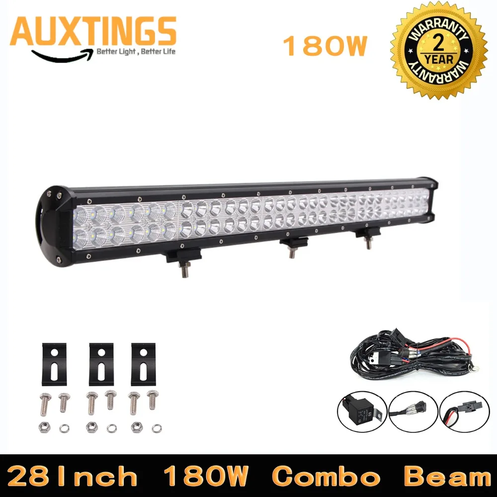 28" Inch 180w Led Work Light Bar Combo Beam For Tractor Boat Offroad