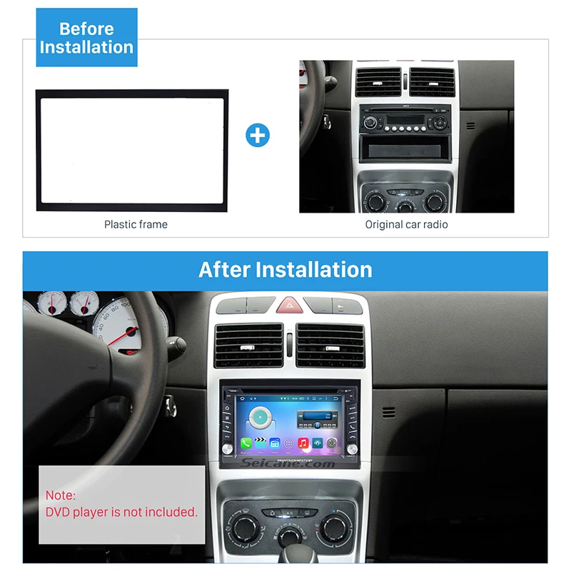 

Seicane Style Double Din Car Radio Fascia Trim Kit for 2001-2008 PEUGEOT 307 Dash Mount Kit Adaptor CD Trim Panel Auto Stereo