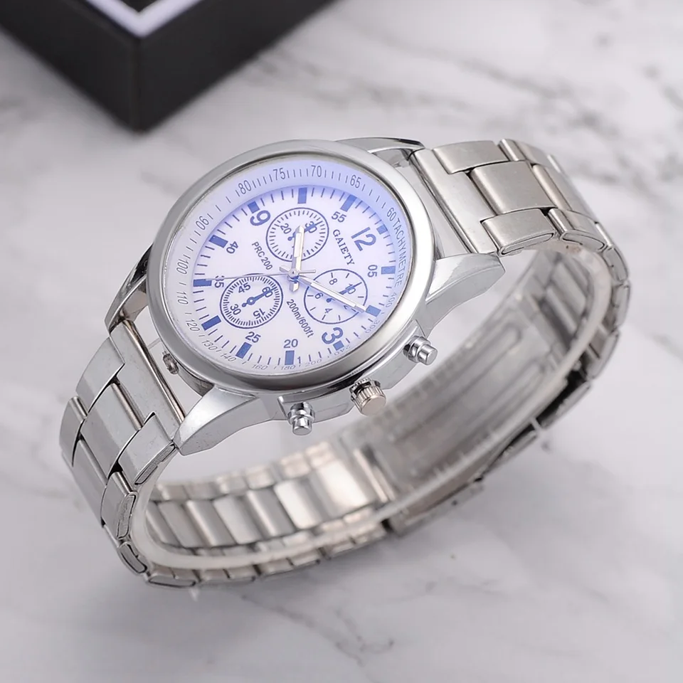 Gaiety Брендовые мужские часы роскошные серебряные часы из нержавеющей стали кварцевые часы модные деловые часы в стиле кэжуал Masculino