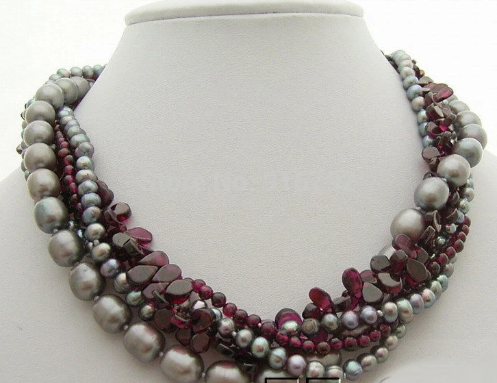 

YH@CS >>> 5Strds Pearl&Garnet Necklace