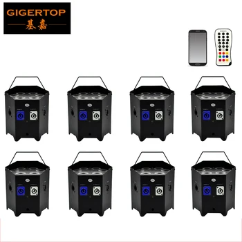

Freeshipping 8 Unit 6x6W RGBWA+UV LED Battery Operated Uplighting Wireless DMX Par Light Wedding Up Lights iOS & Android Control