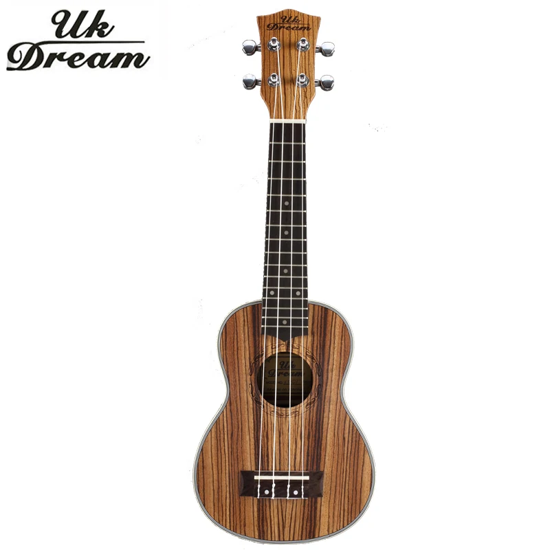 

UK Dream 21 Inch Wooden Ukulele Guitar Closed Knob Zebra 4 String Acoustic Small Mini Guitar Ukulele Soprano US-223