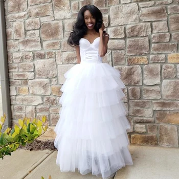 

Prairie Chic Women's Skirts For Wedding Pure White High Waist Tiered Ruffle Custom Made Maxi Length High Quality