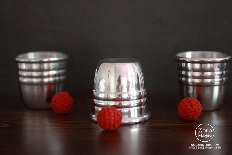 

Super Professional Aluminum Three Cups and Balls With Chop Cup,Gimmick Props,(Large) Magic Tricks Magician Close Up Illusion