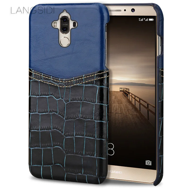 

wangcangli phone case crocodile pattern and wax leather mixed color half pack phone case For Huawei Mate 9 custom processing