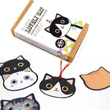 100 шт./компл., милая мультяшная бумага для кошки, Закладка, креативный Кот, форма для лица, закладки для книг, канцелярские товары, подставка для книг, Подарочная бирка, упаковка