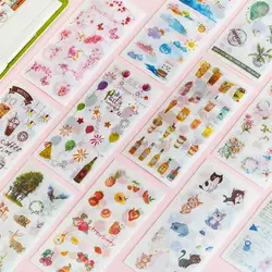 6 шт./упак. розовый Сакура лес путешествия клей наклейки, декоративные дневник альбом ярлыком Бумага декор канцелярские наклейки