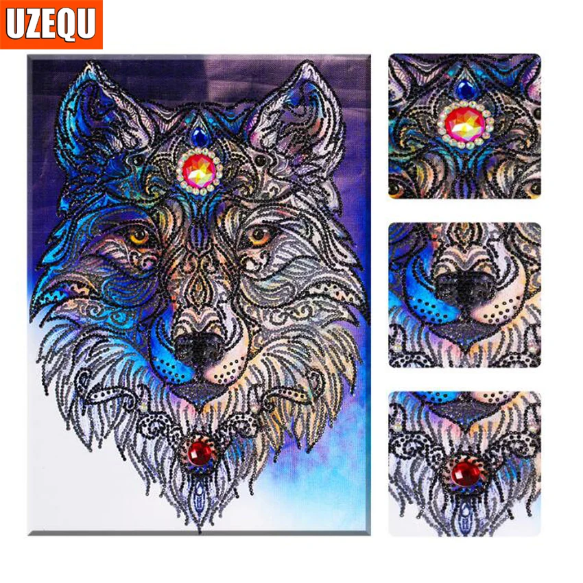 

3D Special Shaped,Diamond Embroidery,Animal,Beads Picture,5D,DIY Diamond Painting Wolf Partial,Cross Stitch,Diamond Mosaic,Decor