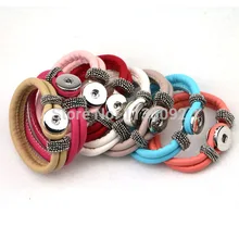 Бесплатный ePacket корабль 16 шт./лот Mix 8 цветов из искусственной кожи DIY оснастки Браслеты Fit 18 мм снимки Пуговицы Jewelry 21 см(2/") длинные