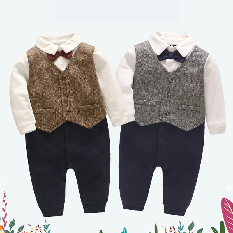 

Children Spring New Male Baby Children Clothing Bow Tie Long Sleeve Shirt Gentleman Baby rompers Vetement Enfant outfits