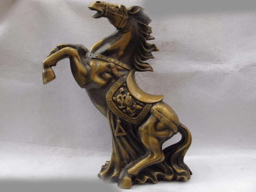 Chinese Royal Copper Bronze Feng Shui Lucky Gallop Dragon Steed War