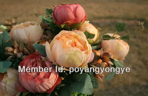 Free shipping 4pcs/lot decorative artificial peony bouquet flowers a bunch of 12 heads ranunculus | Дом и сад