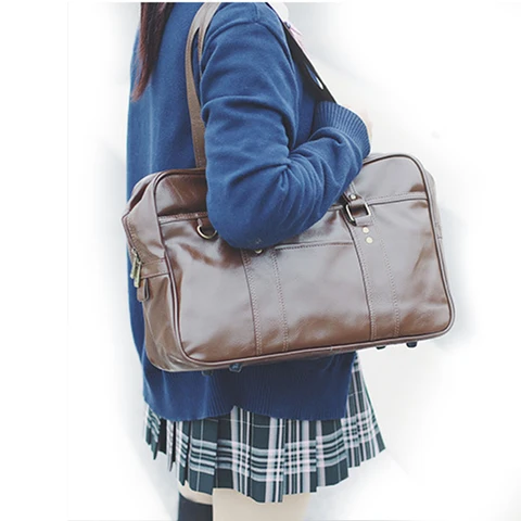 Bolsas de Ombro Japonês Harajuku Bolsa jk Uniforme Cosplay Princesa Lolita Escola pu Bolsa Preta e marrom