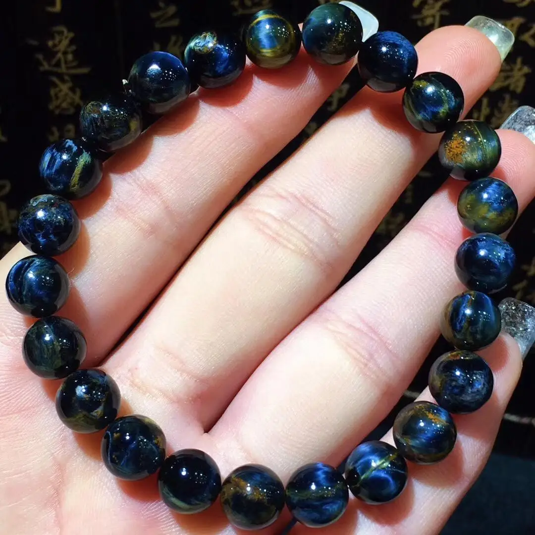 

Natural Namibia Pietersite Blue Yellow Beads 8.5mm Gemstone Round Bead Bracelets Man Women Drop Shipping