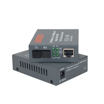 

2pcs/pair HTB-3100AB 10/100M Fiber Optic Media Converter 60km Fiber Transceiver and Receiver Singlemode Single Fiber SC Port