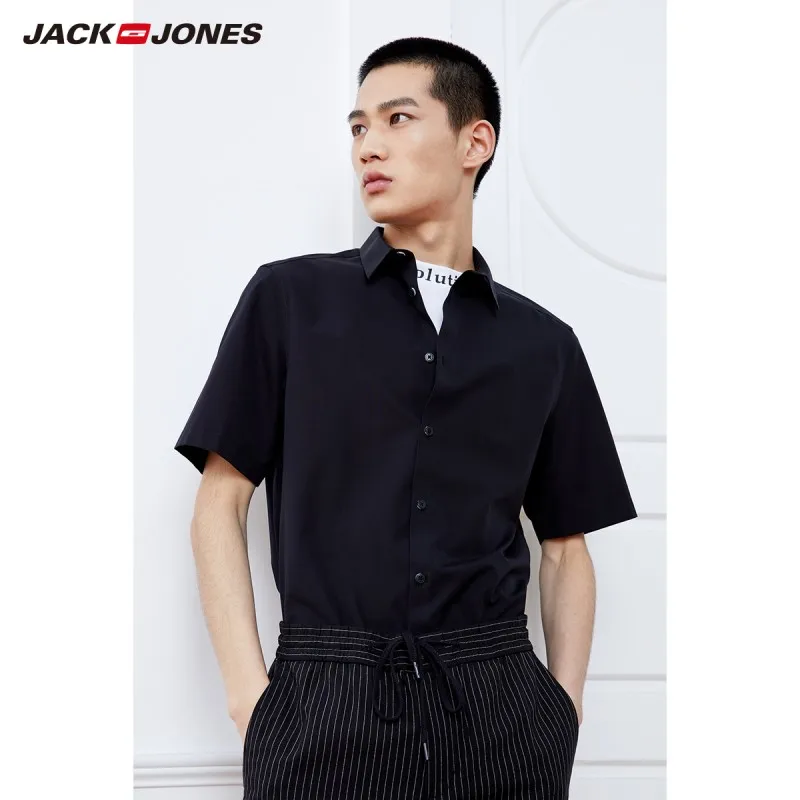 JackJones Мужская рубашка с короткими рукавами из 100% хлопка чистого цвета E | 219104511