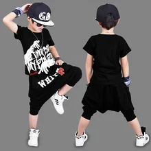 Новые летние детские комплекты одежды в стиле хип-хоп, комплект для маленьких мальчиков: шорты+ штаны, модная детская одежда, комплект со штанами-Капри-шаровары, 6, 8, 10, 12