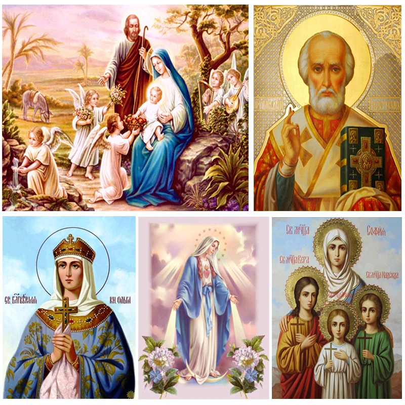 

Orthodox Church 5D diy Diamond embroidery diamond painting cross stitch kits mosaic pattern true religious men Christmas gift