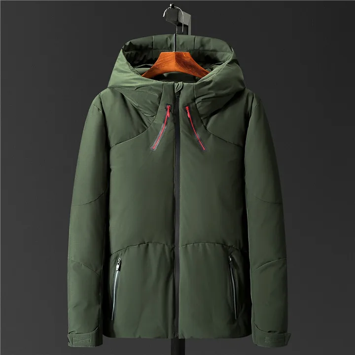 Брендовая мужская пуховая куртка высокого качества с воротником-стойкой, ветрозащитная Толстая Водонепроницаемая зимняя куртка для мужчин, модная мужская верхняя одежда, пальто - Цвет: Армейский зеленый