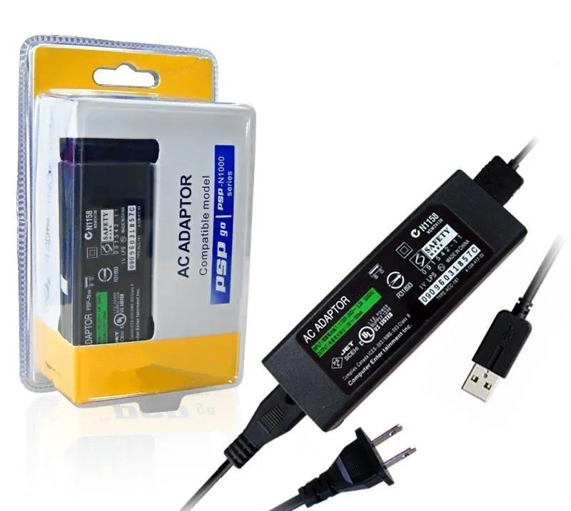 EU AC Power Adapter w/ USB Cable Home Wall Charger for PSP GO Black