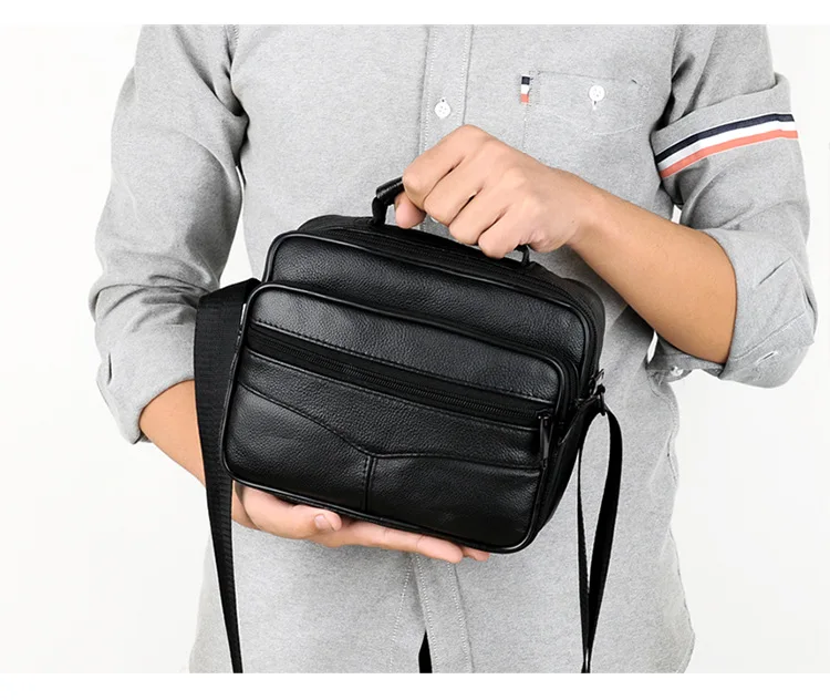 Кожаный мужской портфель, модная маленькая Вместительная деловая сумка, Черная мужская сумка через плечо для ноутбука, мужской кожаный портфель для путешествий