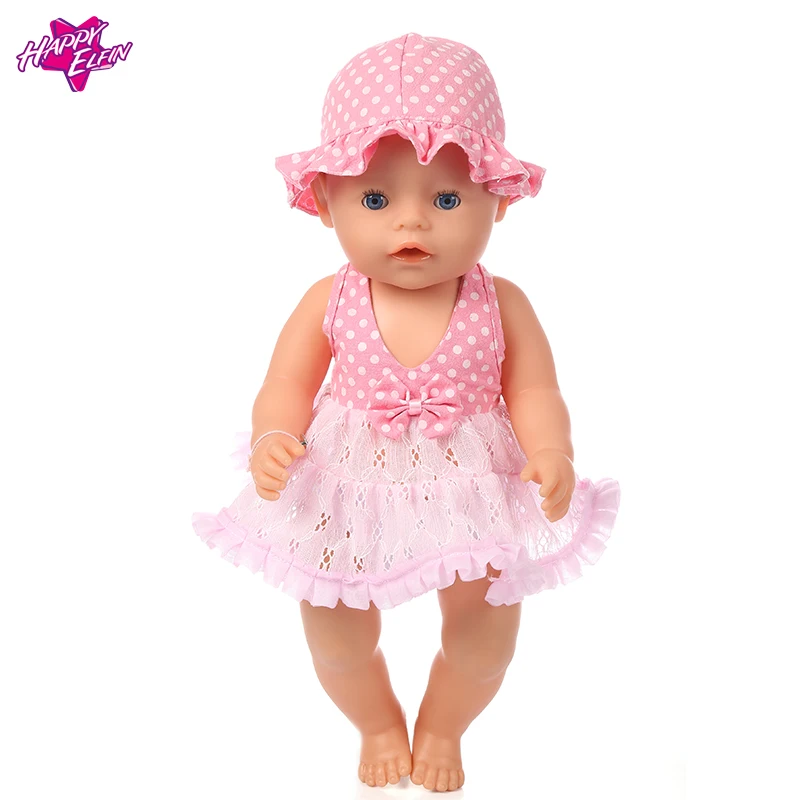 Новое поступление, розовое кружевное платье, кукольная одежда для девочек, 43 см, для новорожденных, 18 лет, одежда для детей, лучший подарок