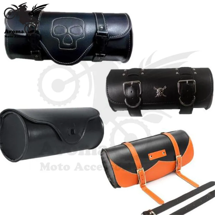 leather skull decal black retro cruise universal leather parts scooter