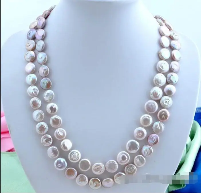 

FREE SHIPPING HOT sell new Style >>>> 50"15mm lavender coin freshwater cultured pearl necklace