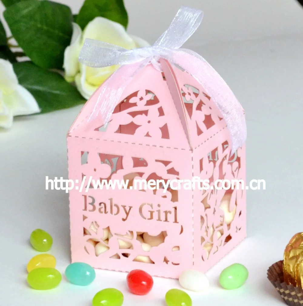 Personalized baby girl Baptism Souvenirs Favor Box laser cut With Free