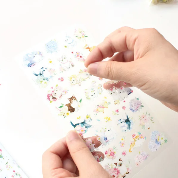 

Cute Fluffy Cat Cartoon PVC Sticker 9*17.5cm DIY Journal Decoration Students Gift 1 Piece