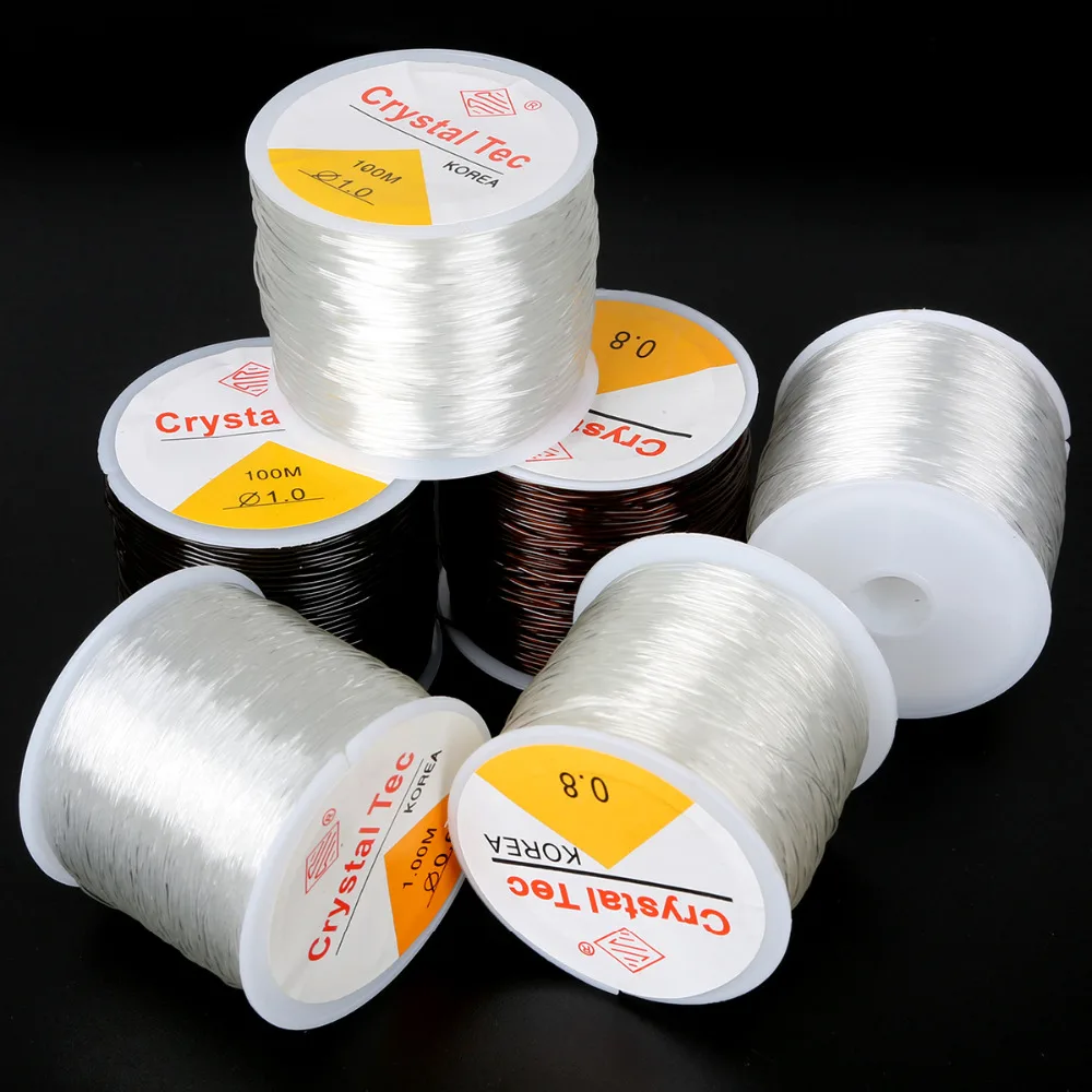 Dia 0.5/0.6/0.8/1.0mm Transparent Crystal Elastic Wire/Cord/String/Thread Korea Round Elastic Line Beading Cord for DIY Jewelry