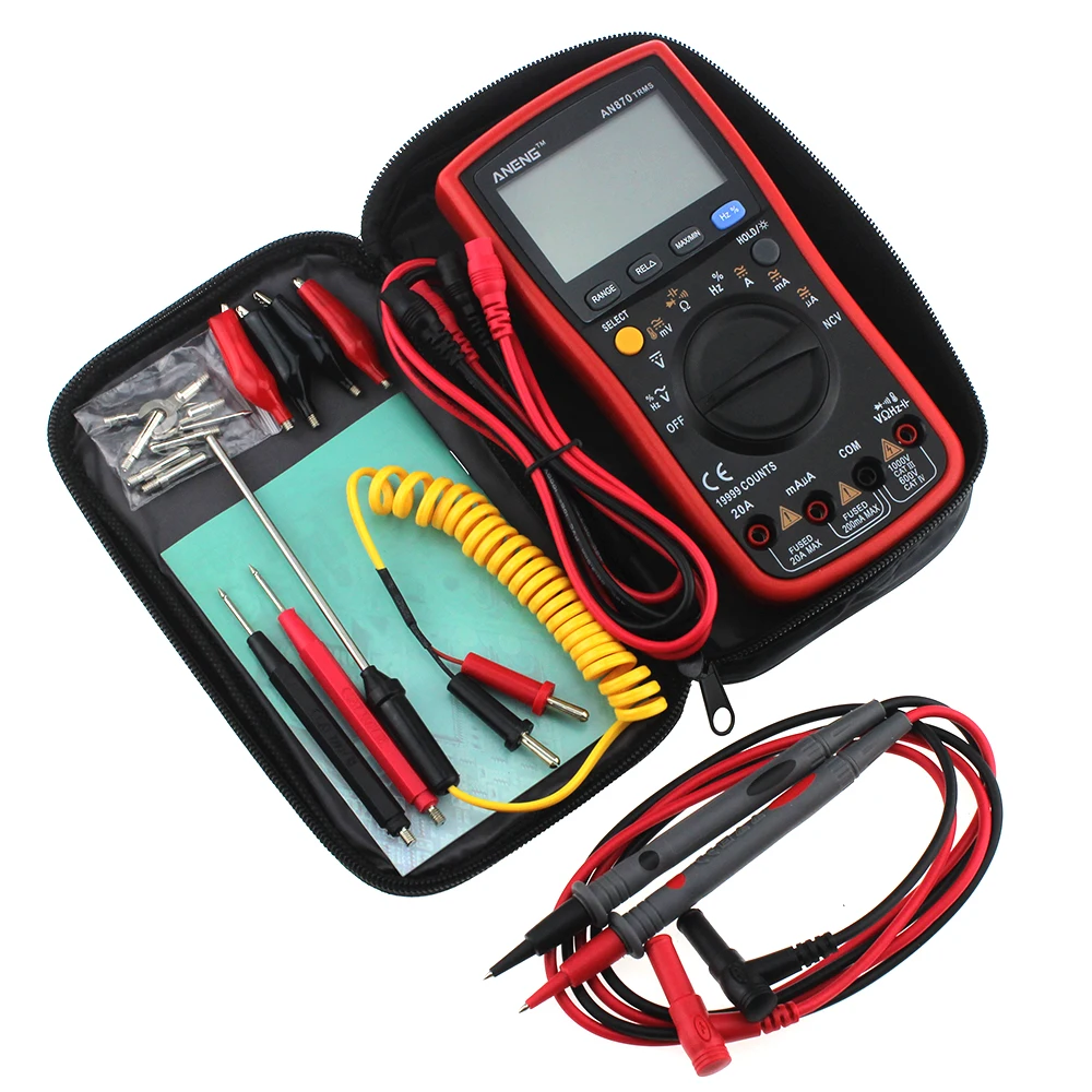 AN870 Auto Range Digital Precision Multimeter True-RMS 19999 COUNTS NCV Ohmmeter AC/DC Voltage Ammeter Transistor Tester