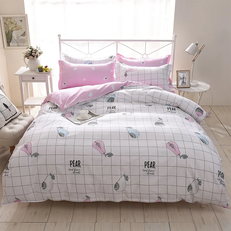 

Fresh Pear Bedding Set For pretty girls 100% polyester twin full Queen Size Duvet Cover Set Soft Sheet PillowCases