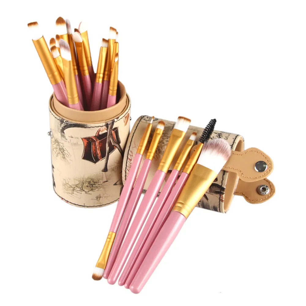 20PCS Set Makeup Brushes Leather Cup Holder Case for Brush Cosmetic Sets Powder Foundation Tool Eyeshadow
