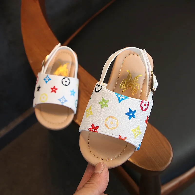 

Summer Kids Sandals for Girls Boy Children Beach Shoes Toddler Casual Open Toe Flat Soft Anti-slip Baby Princess Leather Sandals