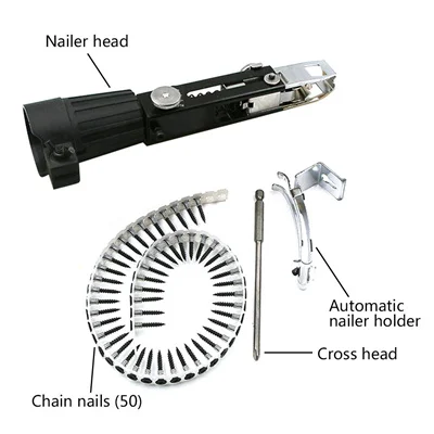 Автоматическая Цепь Гвоздь пистолет адаптер Электрический гвоздезабиватель винтовой пистолет комплект для деревообработки штукатурка доска фиксированные инструменты мощная дрель - Цвет: A