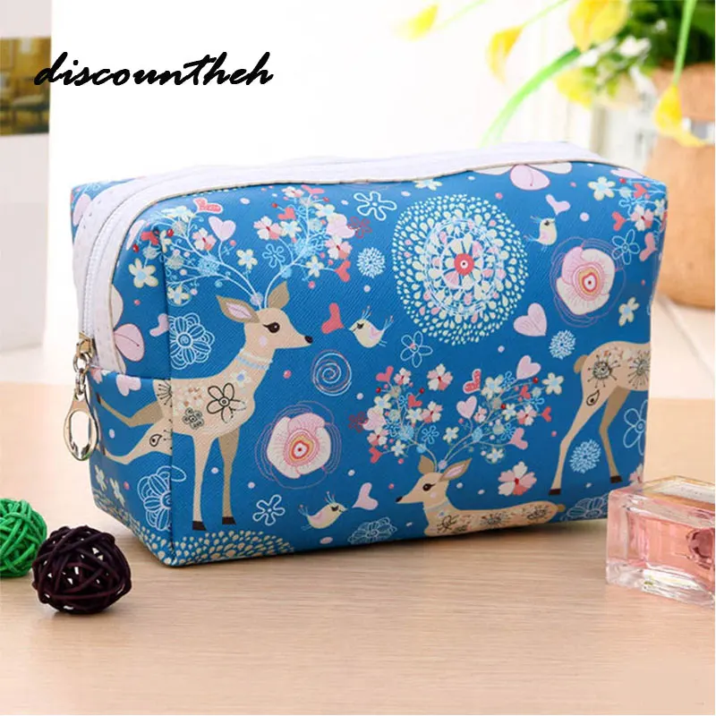 Portable Cosmetic Bags 2017 New Fashion Flower Printing Women Travel