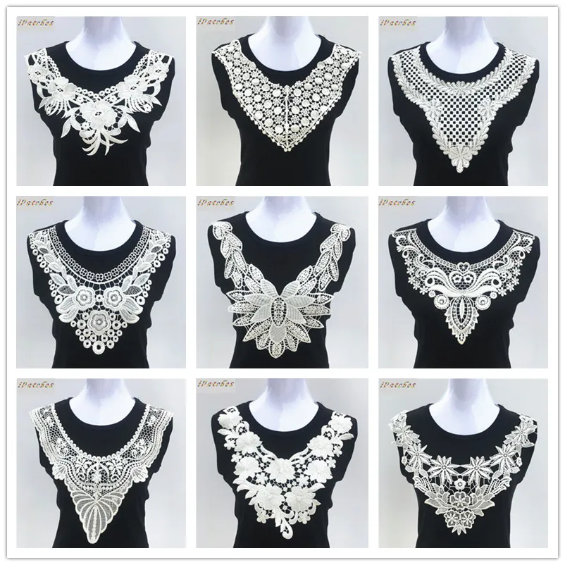 1Pc Color Lace Fabric Dress Applique Motif Blouse Sewing Trims DIY Neckline Collar Costume Decoration Accessories,508 green