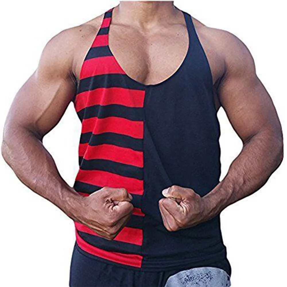 OA фитнес мужской жилет без рукавов в полоску с принтом стиль Бодибилдинг хлопок дышащие майки безрукавки спортивная одежда