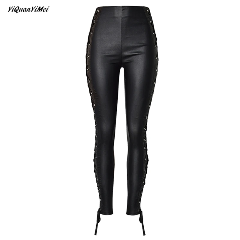 YiQuanYiMei stretch Coated jeans woman Pencil Pants high