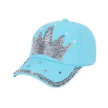 Модная женская шапка Корона искусственный жемчуг стразы Бейсболка Snapback Открытый солнце