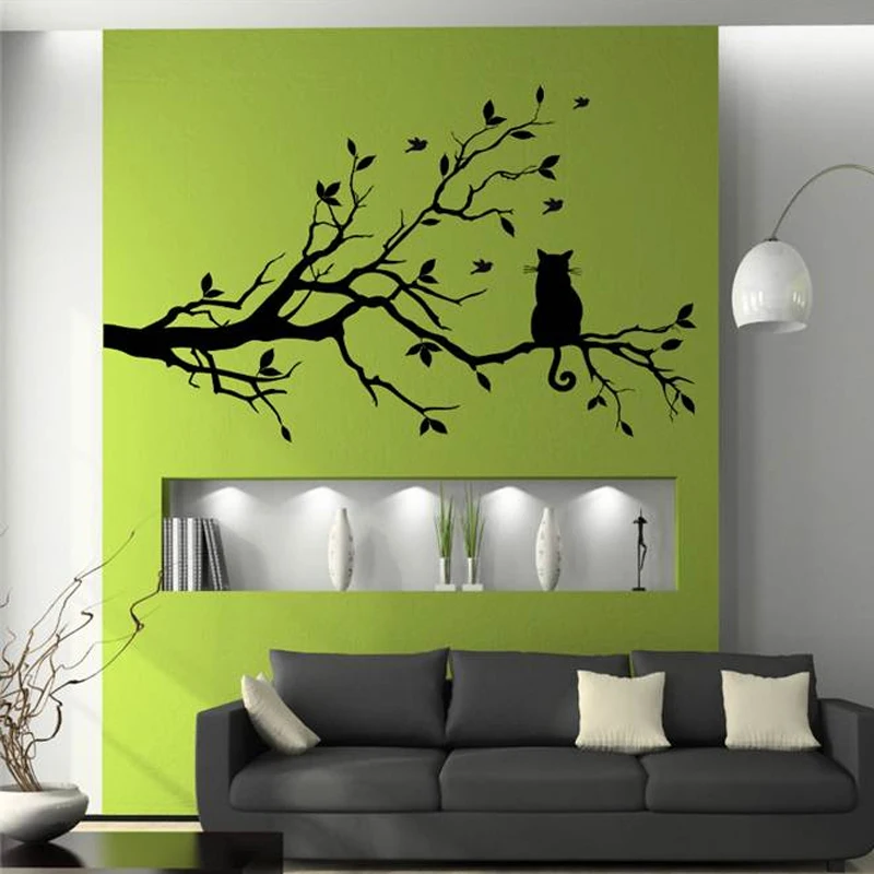 Cat On Tree Branch Birds Vinyl Wall Sticker Wall Art Decorative Stickers,Glass Window Sticker Kitchen Wall Stickers Home Decor Cat On Tree Branch Birds Vinyl Wall Sticker Wall Art Decorative Stickers,Glass Window Sticker Kitchen Wall Stickers Home Decor