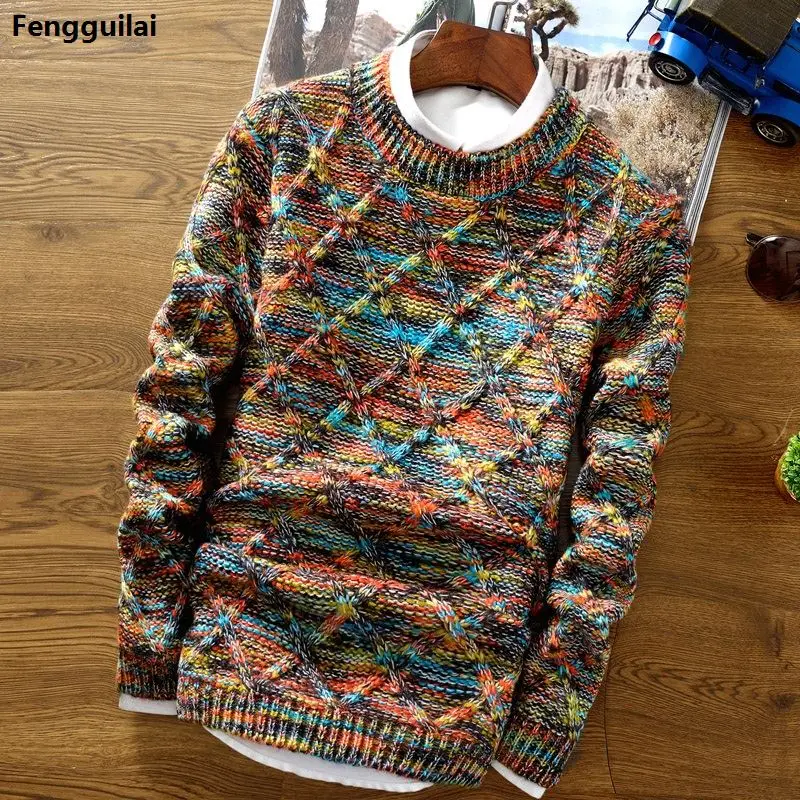 Skup Nowe mody męski sweter świąteczny Casual Slim Fit odzież męska z długim rękawem dzianinowe swetry zimowy gruby sweter mężczyzn