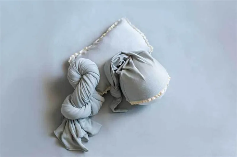 Ylsteed 3 шт./компл. новорожденных реквизит для фотосессии малыша хвост шапка стрейч фотографии Обёрточная бумага с создает подушка, подушка для младенцев для студийной съемки наряды - Цвет: Gray blue