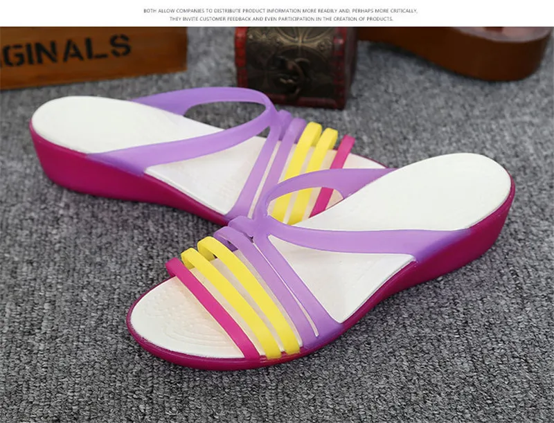 2019 New Summer Women's Sandals Beach Shoes Cindy Colors Wedge Heels Slides Plastic Jelly Shoes Peep Toe Platform Slippers Women (4)