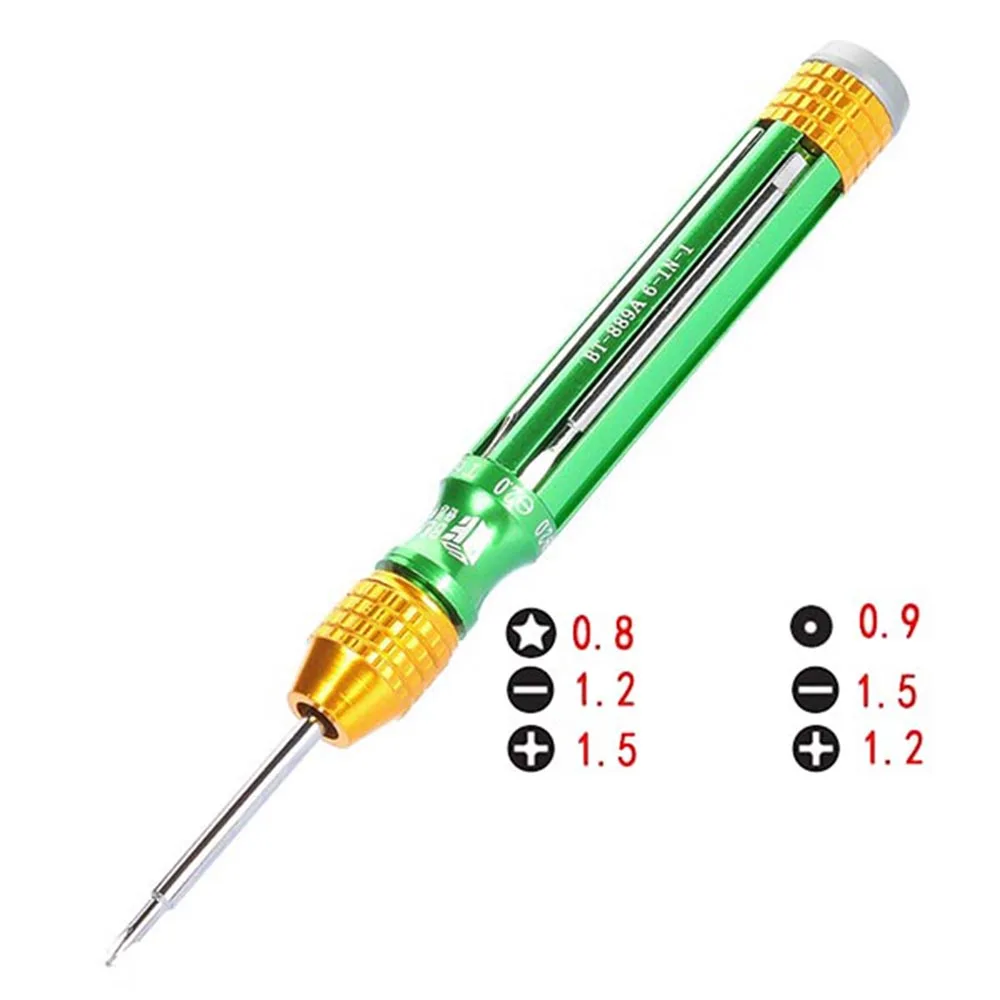 

BEST-889C 6Pcs Pentalobe 0.8 Slotted 1.2 1.5 Phillips 1.2 1.5 Screwdriver Set for iPhone Phone Computer Repair Opening Pry Tools