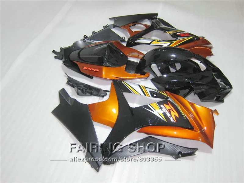 Горячая Распродажа кузов подходит для Suzuki GSXR 1000 K5 K6 2005 2006 сожженных оранжевые черные обтекатели комплект GSXR1000 05 06 BZ15