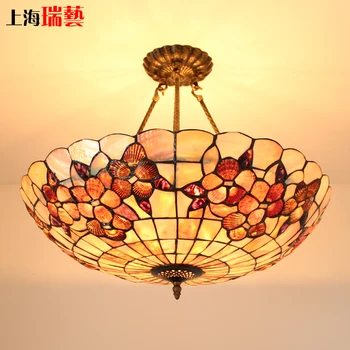 

Tiffany Mediterranean style natural shell Pendant Lights lustres night light led lamp floor bar home lighting Free shipping