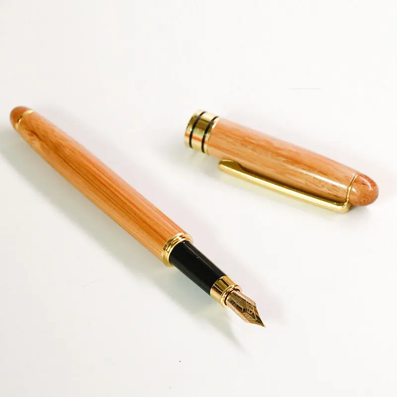 Ретро бамбуковая авторучка из натурального бамбука, Подарочная офисная деловая ручка для совещаний Подарочный авторучка для школьников, инструмент для письма, деревянная ручка - Цвет: bamboo